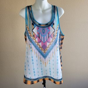 NWT Fancygube Boho Multicolor Tank Top Hippie-Bohemian Blouse Sleeveless Size M